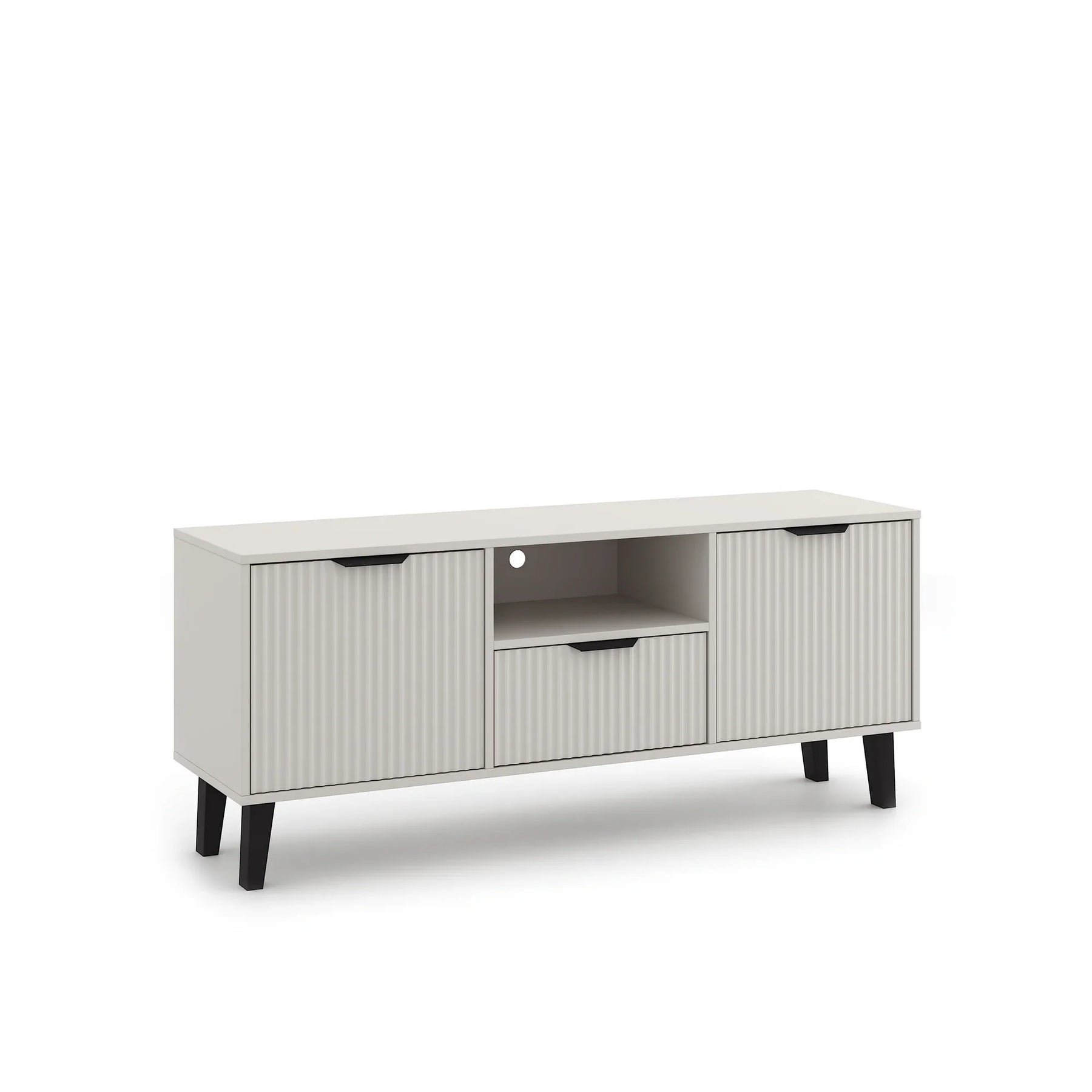 Comoda tv eleganta BORG, PAL laminat/MDF/plastic, casmir/negru, 140×38.9×58 cm