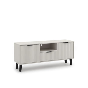 Comoda tv eleganta BORG, PAL laminat/MDF/plastic, casmir/negru, 140×38.9×58 cm