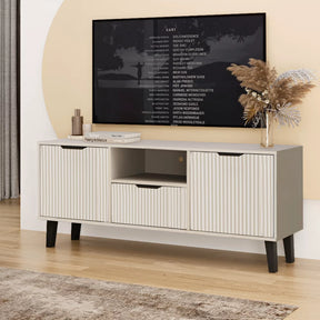 Comoda tv eleganta BORG, PAL laminat/MDF/plastic, casmir/negru, 140×38.9×58 cm