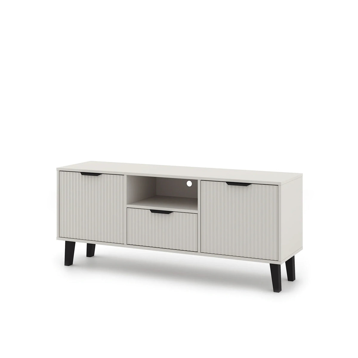 Comoda tv eleganta BORG, PAL laminat/MDF/plastic, casmir/negru, 140×38.9×58 cm