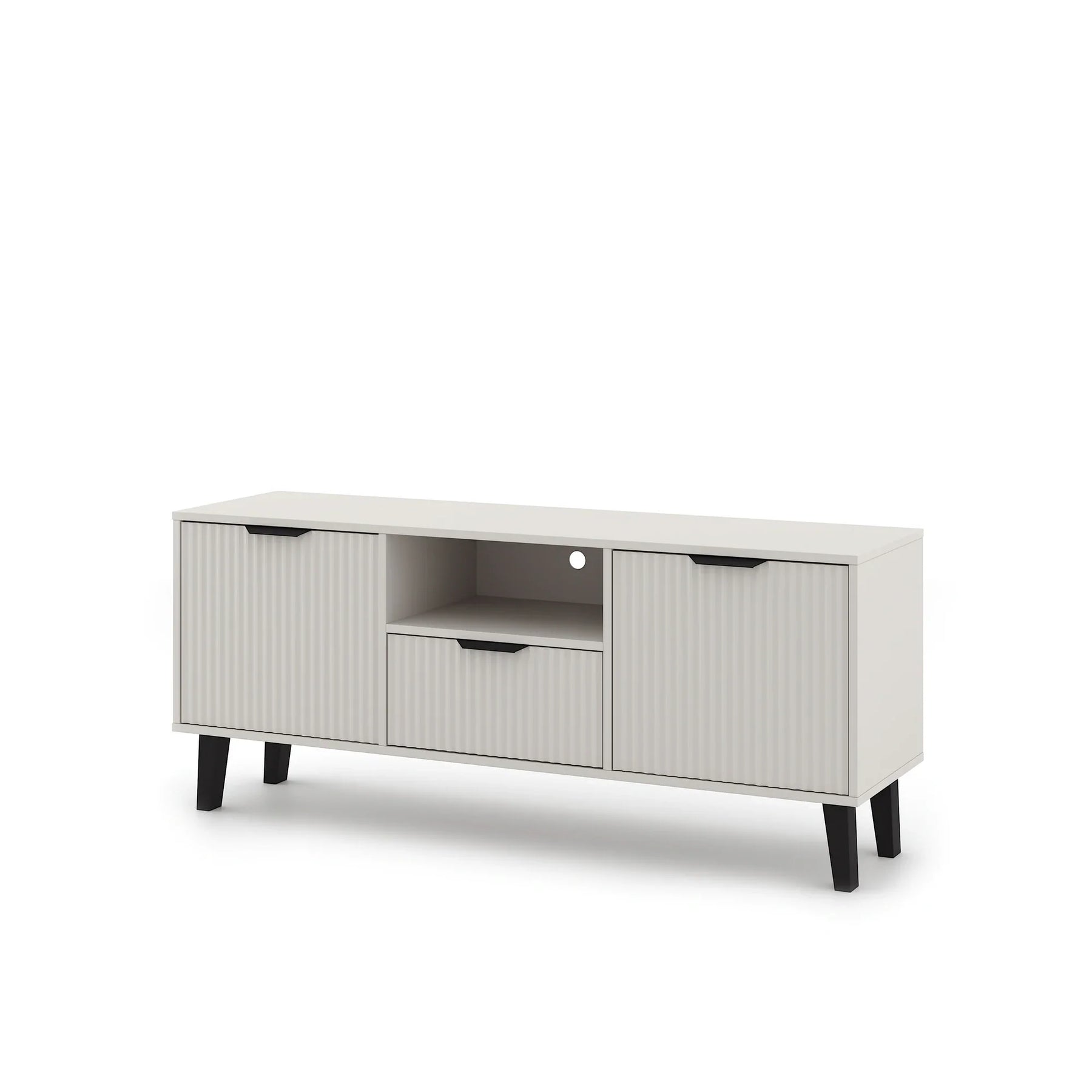 Comoda tv eleganta BORG, PAL laminat/MDF/plastic, casmir/negru, 140×38.9×58 cm