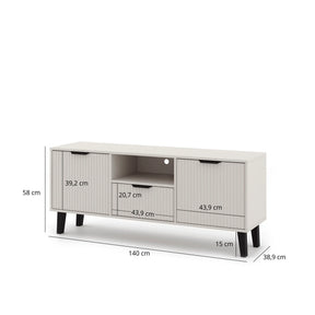 Comoda tv eleganta BORG, PAL laminat/MDF/plastic, casmir/negru, 140×38.9×58 cm