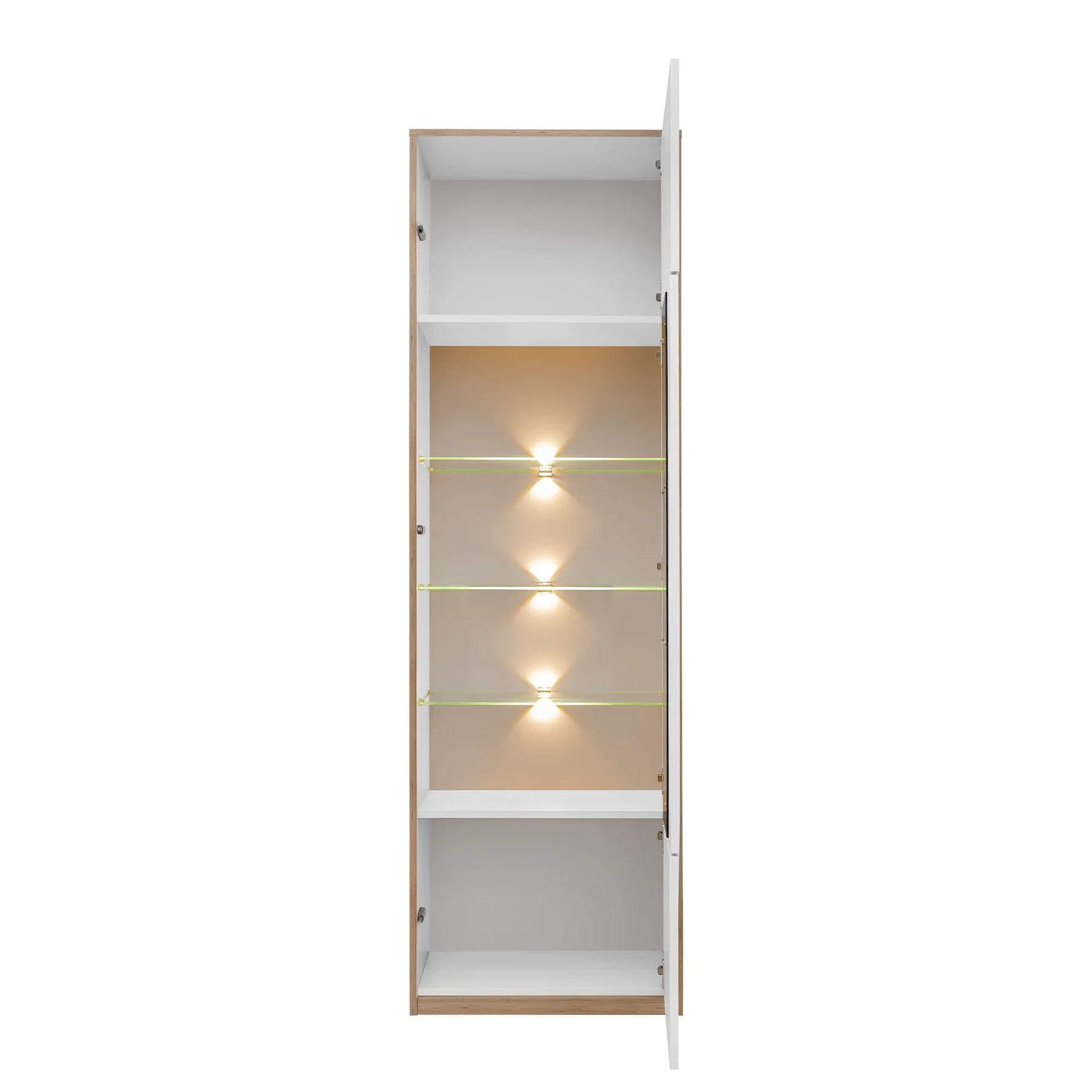 Vitrina pentru living COMPLEX, PAL laminat/sticlă, gri cubanit/stejar, 60.2×40×195.8 cm