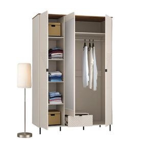 Dulap dormitor oglinda EVO, PAL laminat/MDF/metal, casmir/stejar castello, 138.8×60×210 cm
