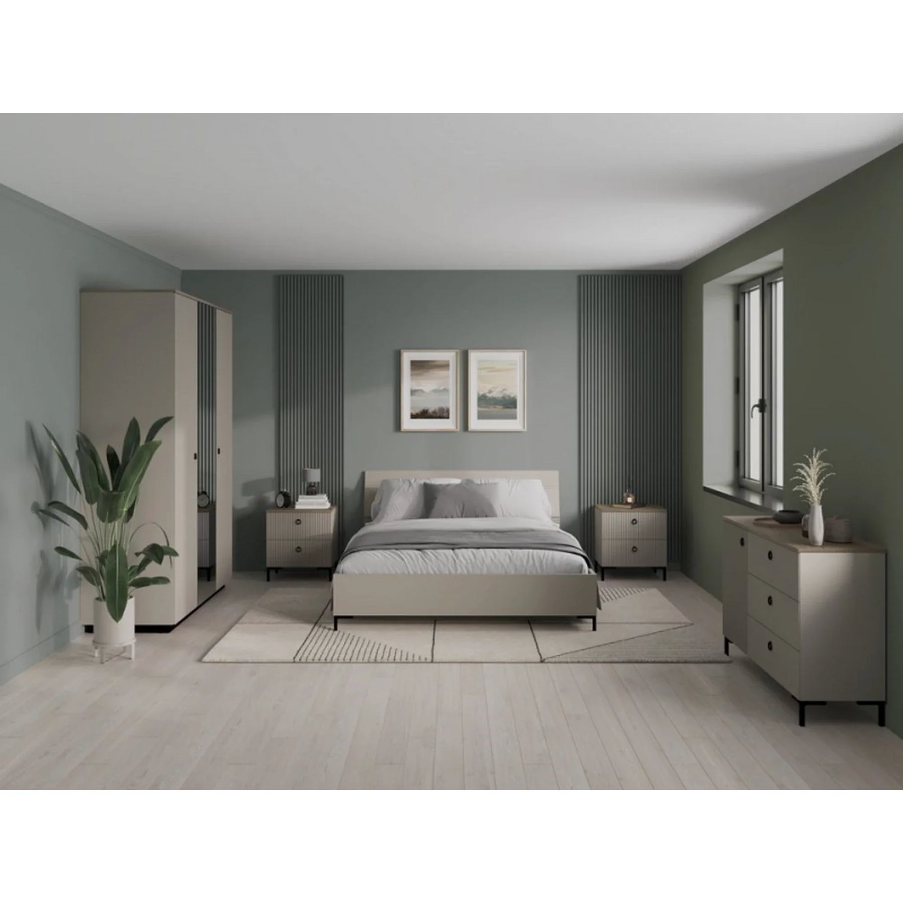 Comoda pentru living DOMINICA, PAL laminat/MDF, grej/stejar silverjack, 120×41×81 cm