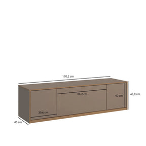 Comoda tv sufragerie COMPLEX, PAL laminat, gri cubanit/stejar, 170.2×45×46.8 cm