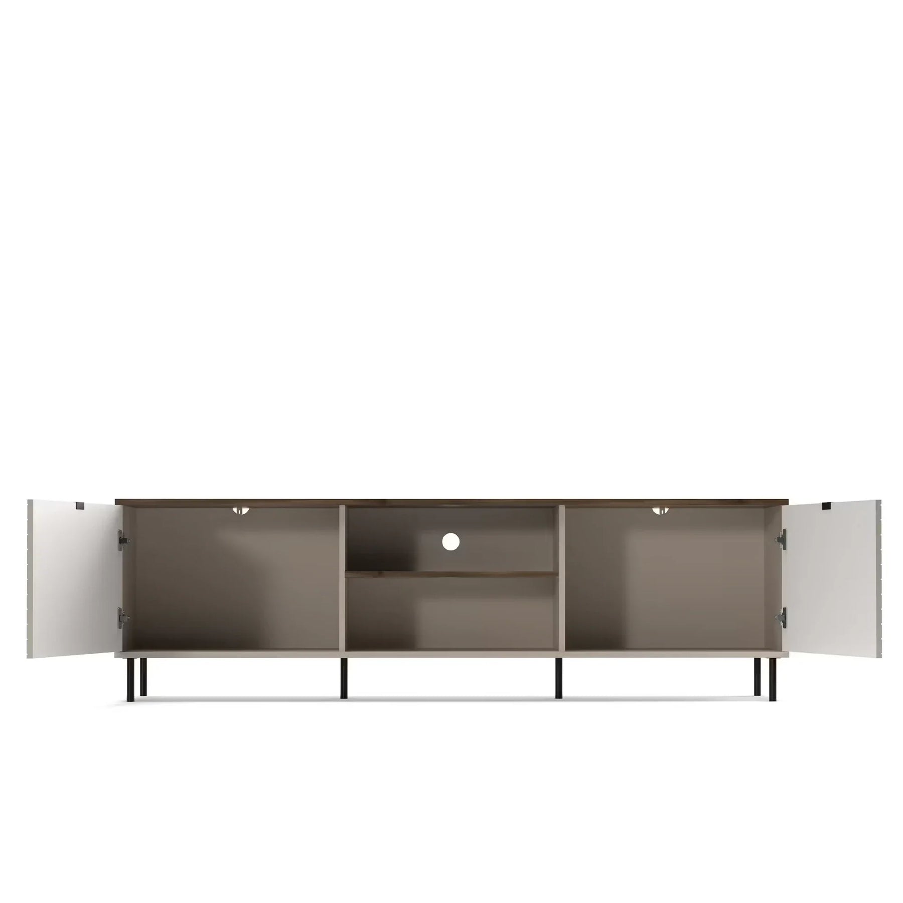 Comoda tv sufragerie EVO, PAL laminat/MDF/metal, casmir/stejar castello, 183.4×40×55.2 cm