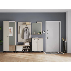 Pantofar de hol DOMINICA, PAL laminat/MDF, grej/stejar silverjack, 85×41×49 cm