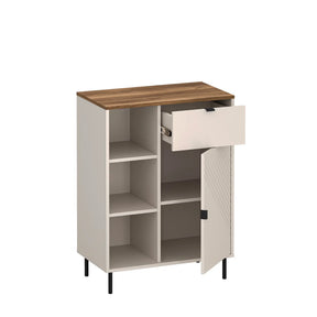 Comoda dulap EVO, PAL laminat/MDF/metal, casmir/stejar castello, 70×40×95 cm