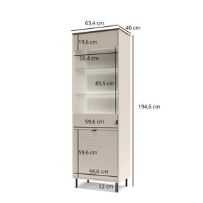 Vitrina living EVO, casmir, PAL laminat, cu iluminare LED, 64x40x195 cm