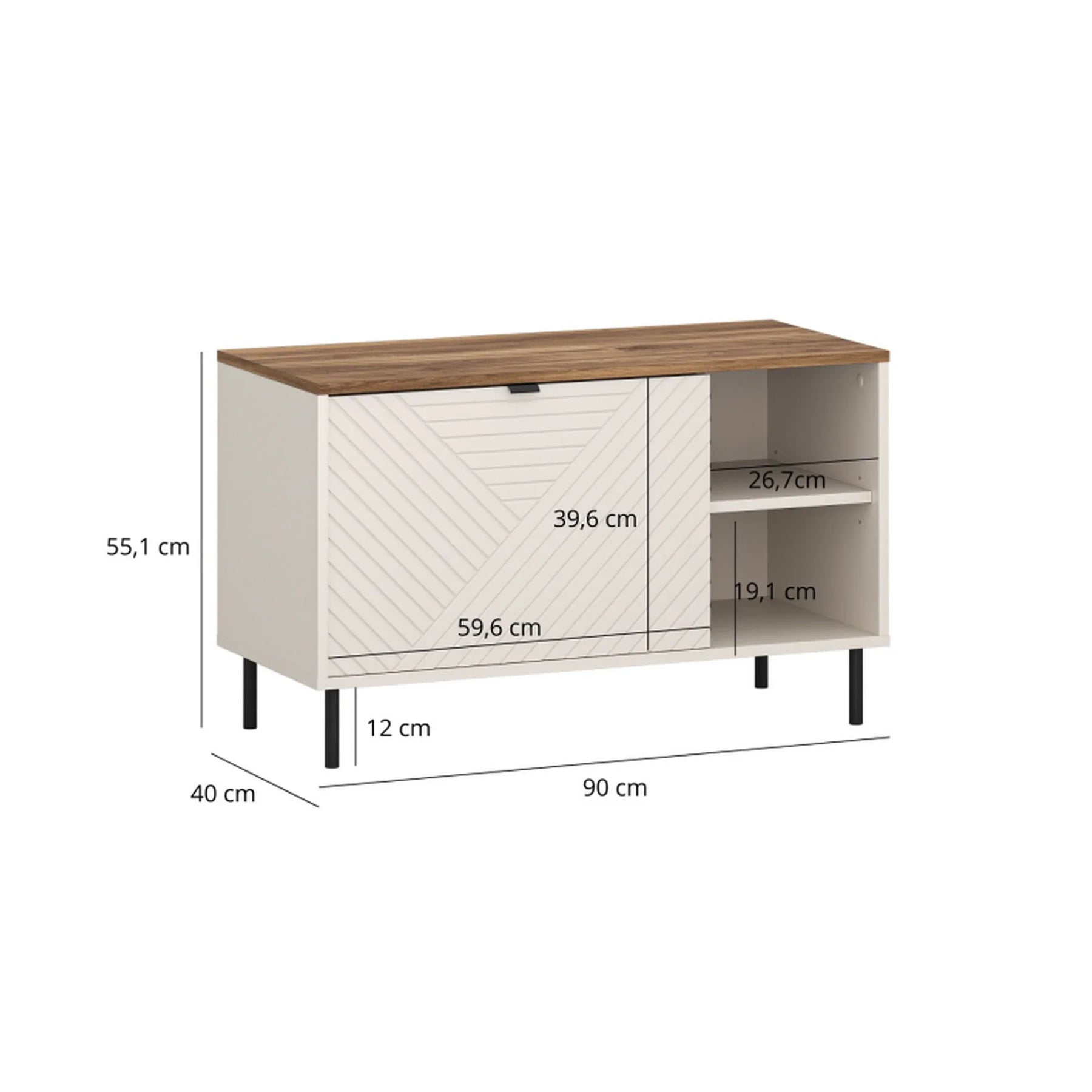 Dulap incaltari EVO, PAL laminat/MDF/metal, casmir/stejar castello, 90×40×55.1 cm