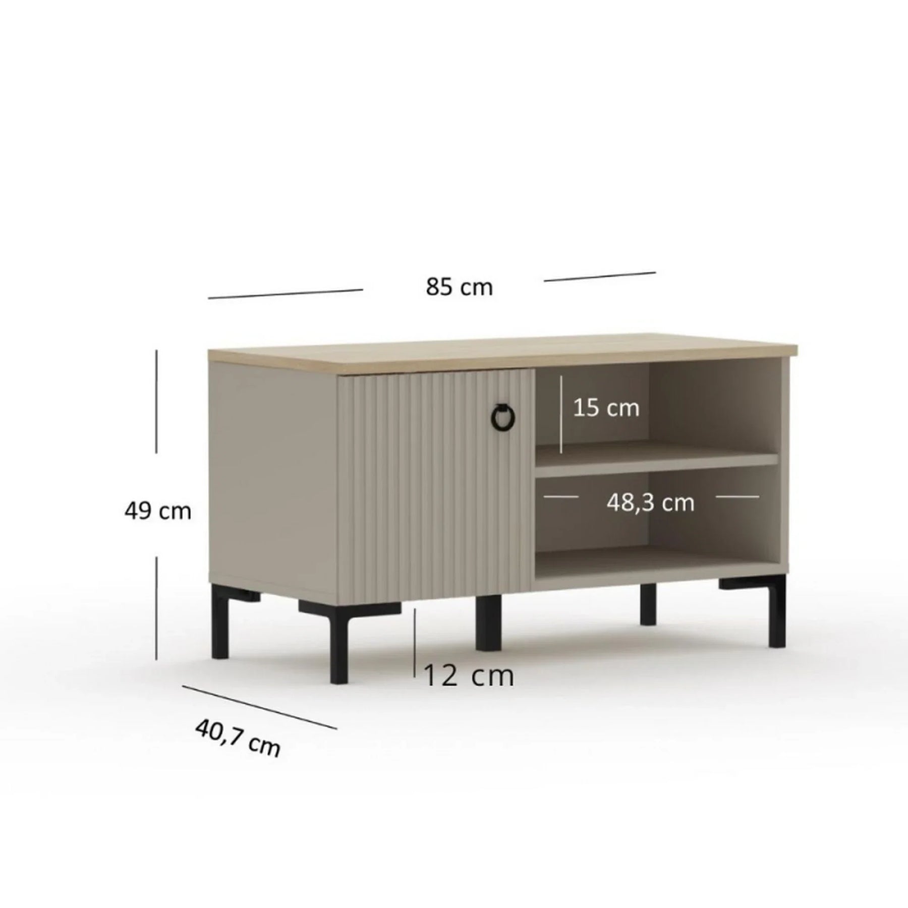 Pantofar de hol DOMINICA, PAL laminat/MDF, grej/stejar silverjack, 85×41×49 cm