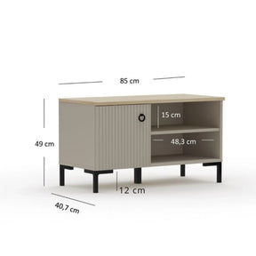 Pantofar de hol DOMINICA, PAL laminat/MDF, grej/stejar silverjack, 85×41×49 cm