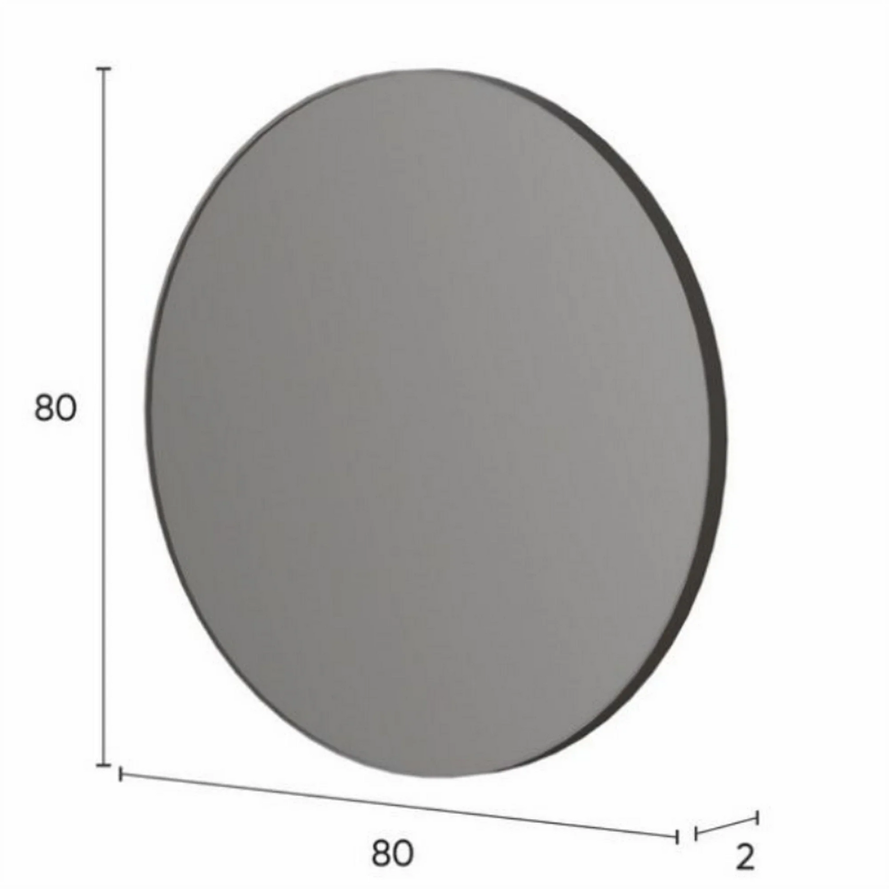 Oglinda rotunda perete DOMINICA, PAL laminat, stejar silverjack, 80×2×80 cm