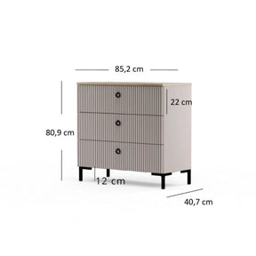 Comoda dormitor moderna DOMINICA, PAL laminat/MDF, grej/stejar silverjack, 86×41×81 cm