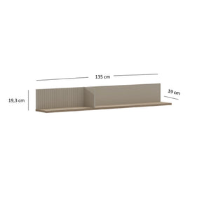 Polita PAL DOMINICO, PAL laminat, stejar silverjack, 135×19×19.5 cm