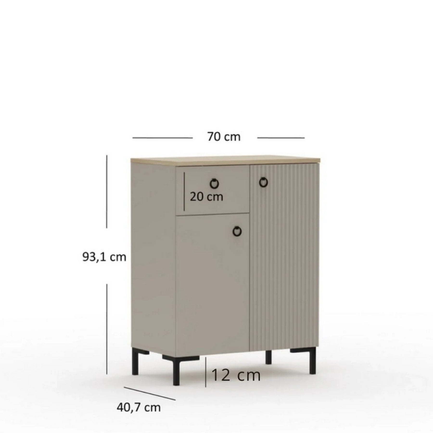 Comoda DOMINICA, PAL laminat/MDF, grej/stejar silverjack, 70×41×93 cm