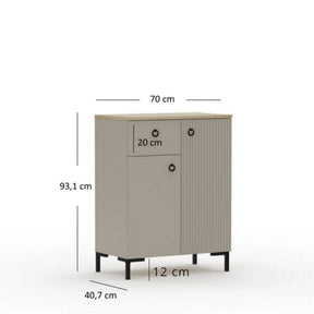 Comoda DOMINICA, PAL laminat/MDF, grej/stejar silverjack, 70×41×93 cm
