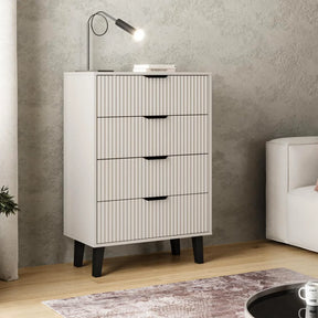 Comoda cu sertare inalta BORG, PAL laminat/MDF/plastic, casmir/negru, 70×38.9×102.4 cm