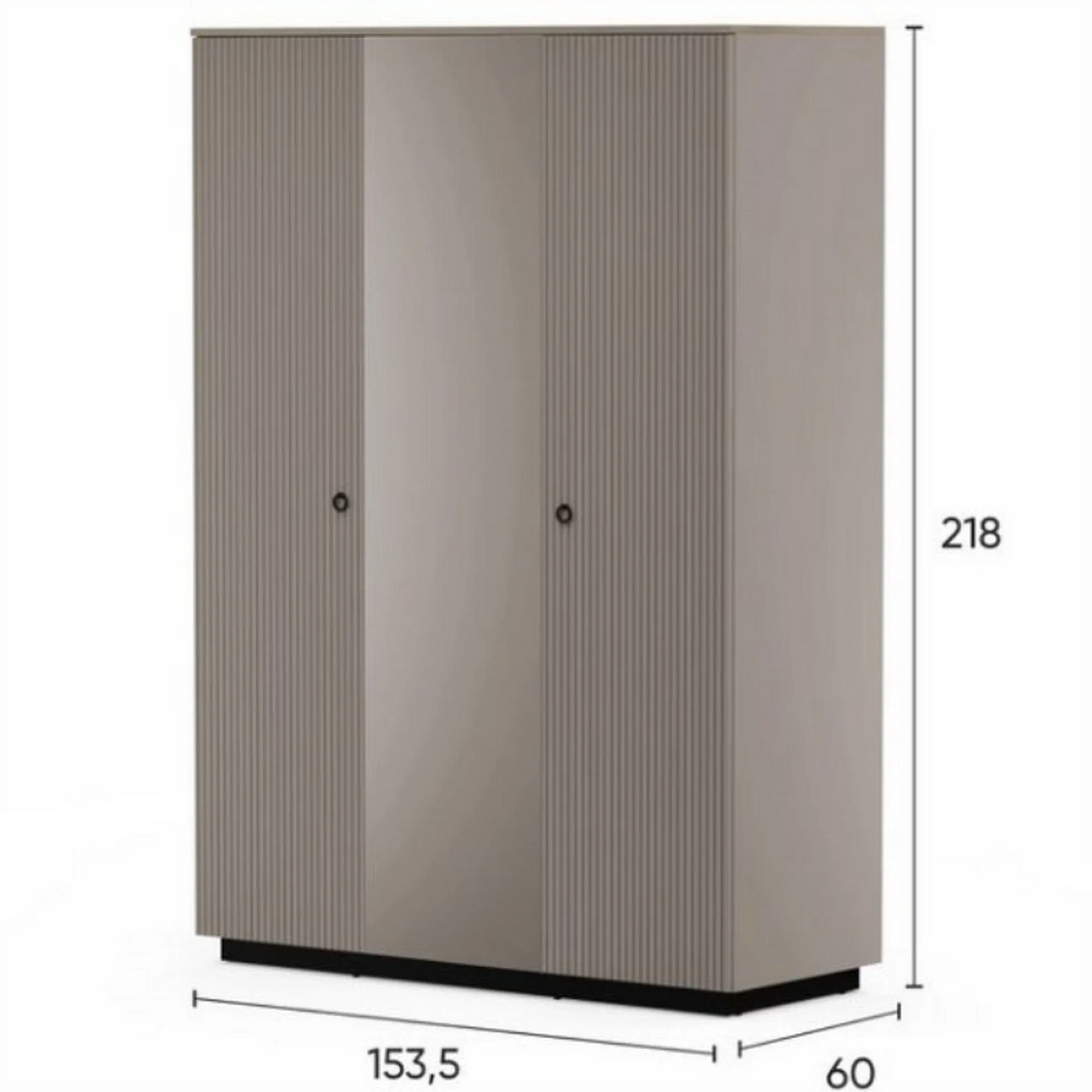 Dulap modern dormitor DOMINICA, PAL laminat/MDF, grej/stejar silverjack, 153×60×218 cm
