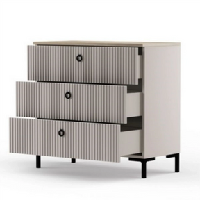 Comoda dormitor moderna DOMINICA, PAL laminat/MDF, grej/stejar silverjack, 86×41×81 cm