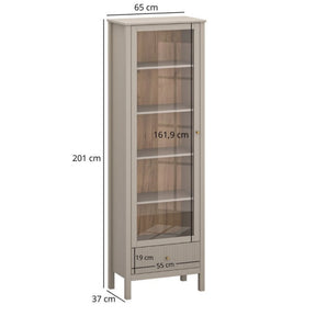 Vitrina pentru living KLEO, taupe, PAL laminat, cu iluminare LED, 65x37x201 cm