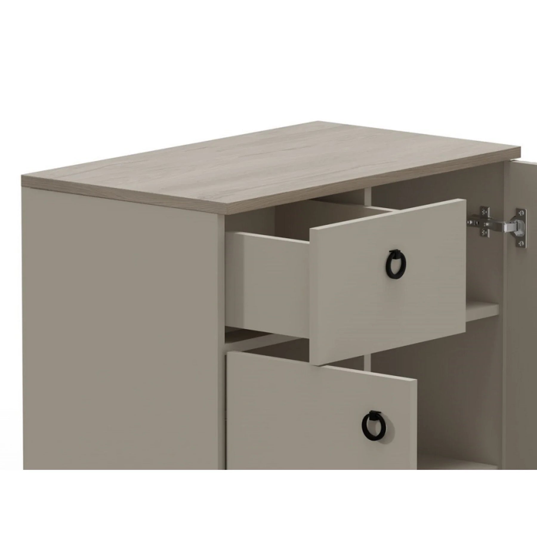Comoda DOMINICA, PAL laminat/MDF, grej/stejar silverjack, 70×41×93 cm