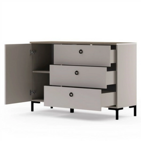 Comoda pentru living DOMINICA, PAL laminat/MDF, grej/stejar silverjack, 120×41×81 cm