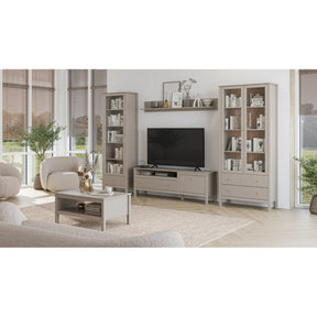Vitrina pentru living KLEO, taupe, PAL laminat, cu iluminare LED, 90x37x201 cm