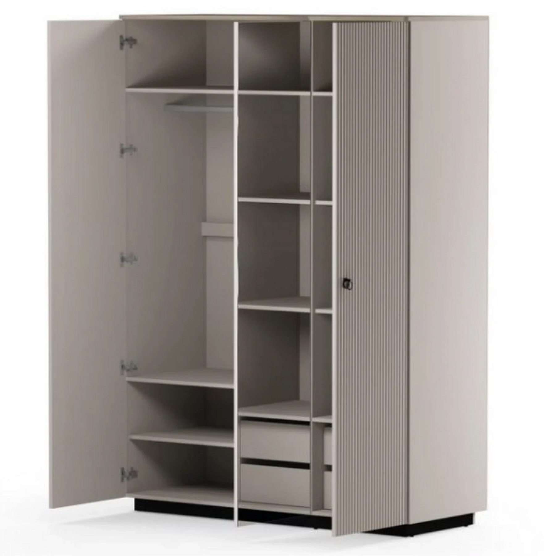 Dulap modern dormitor DOMINICA, PAL laminat/MDF, grej/stejar silverjack, 153×60×218 cm