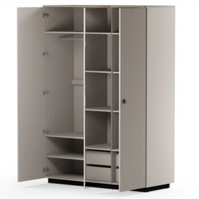 Dulap modern dormitor DOMINICA, PAL laminat/MDF, grej/stejar silverjack, 153×60×218 cm