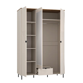 Dulap dormitor oglinda EVO, PAL laminat/MDF/metal, casmir/stejar castello, 138.8×60×210 cm