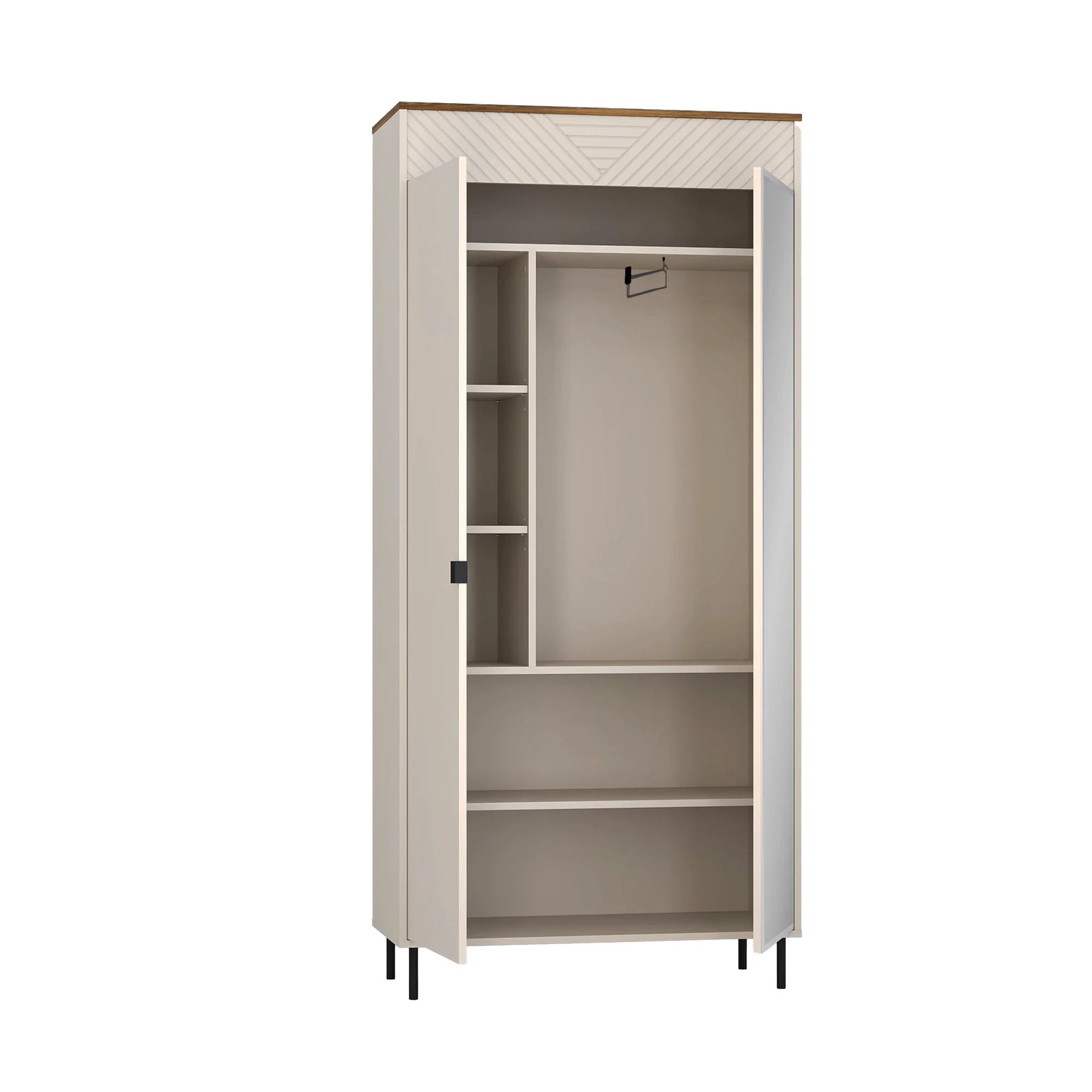 Dulap in doua usi EVO, PAL laminat/MDF/metal, casmir/stejar castello, 90×40×194 cm