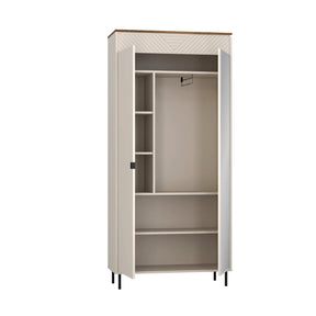 Dulap in doua usi EVO, PAL laminat/MDF/metal, casmir/stejar castello, 90×40×194 cm