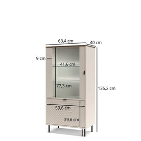 Vitrina living EVO, casmir, PAL laminat, cu iluminare LED, 69x40x136 cm