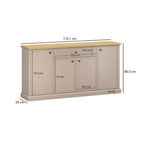 Comoda moderna living IDELLO, taupe/stejar, PAL, 172x39x89 cm