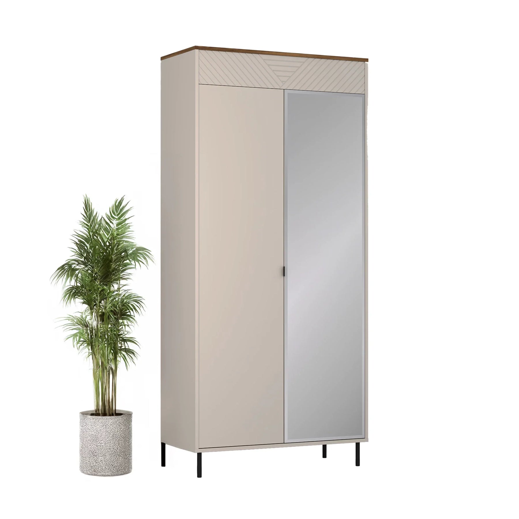 Dulap in doua usi EVO, PAL laminat/MDF/metal, casmir/stejar castello, 90×40×194 cm