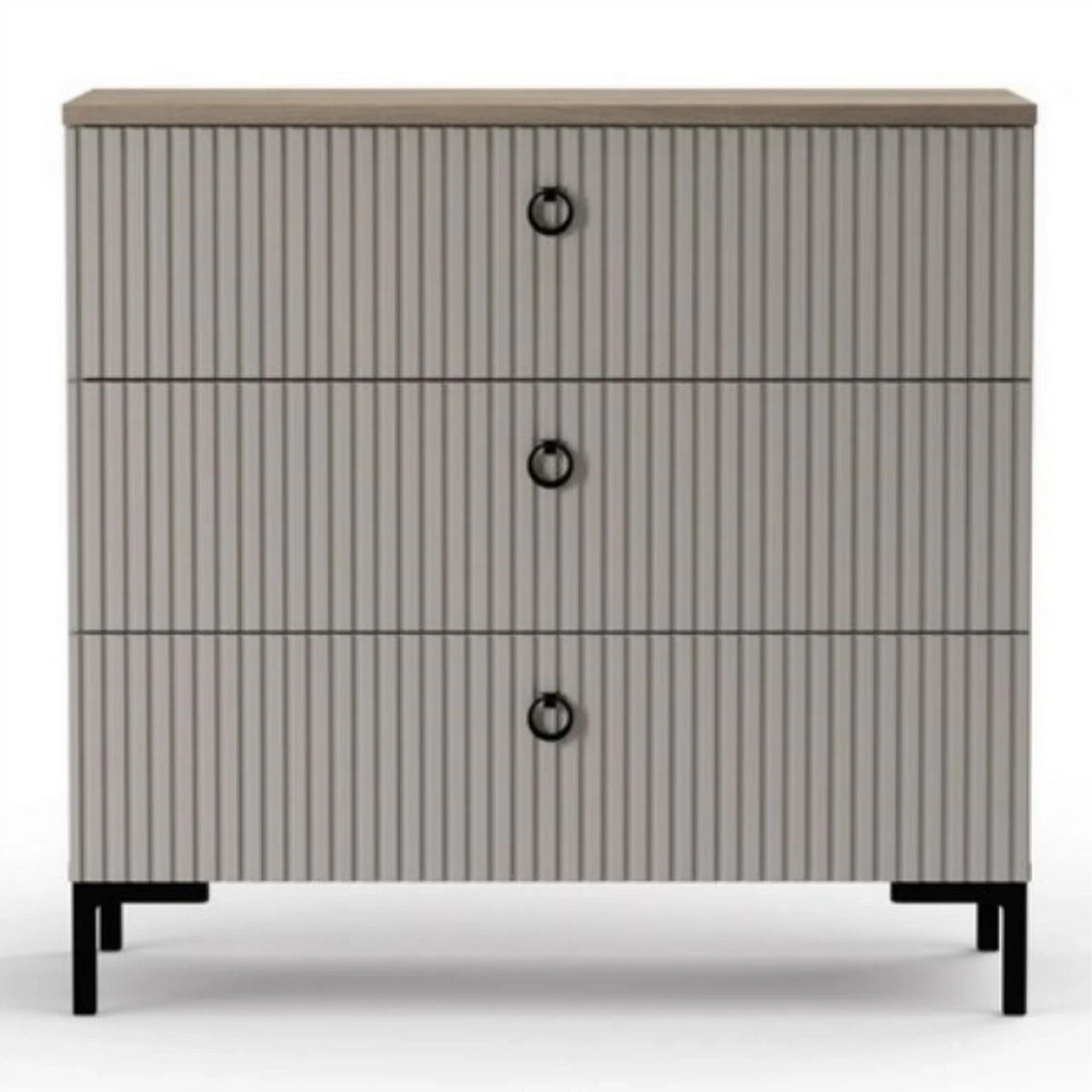 Comoda dormitor moderna DOMINICA, PAL laminat/MDF, grej/stejar silverjack, 86×41×81 cm