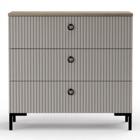 Comoda dormitor moderna DOMINICA, PAL laminat/MDF, grej/stejar silverjack, 86×41×81 cm