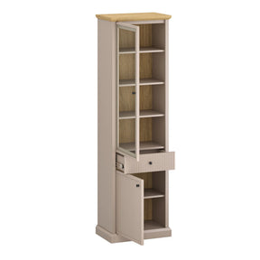 Vitrina IDELLO, taupe/stejar, PAL laminat, cu iluminare LED, 60x38x204 cm