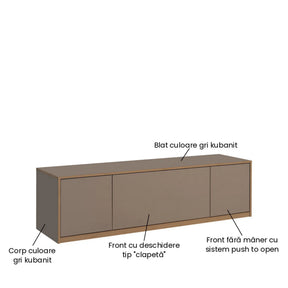 Comoda tv sufragerie COMPLEX, PAL laminat, gri cubanit/stejar, 170.2×45×46.8 cm