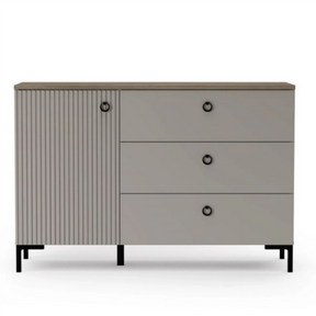 Comoda pentru living DOMINICA, PAL laminat/MDF, grej/stejar silverjack, 120×41×81 cm