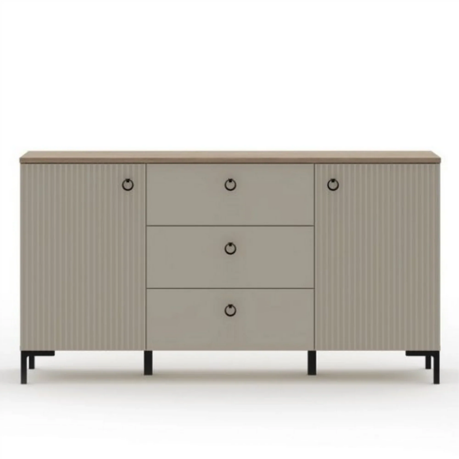 Comoda pentru living DOMINICA, PAL laminat/MDF, grej/stejar silverjack, 150×41×81 cm