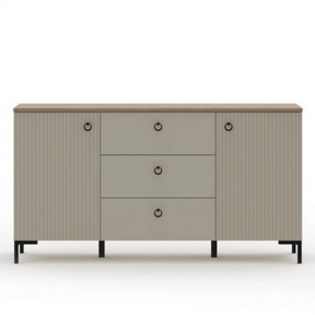 Comoda pentru living DOMINICA, PAL laminat/MDF, grej/stejar silverjack, 150×41×81 cm