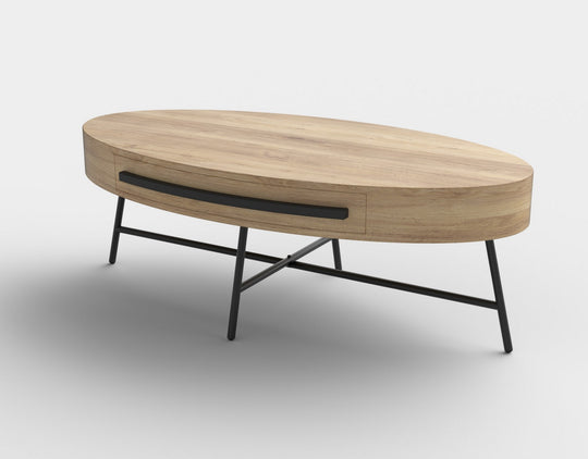 Masuta cafea cu un sertar Carolina stejar auriu/negru, 120x60x41 cm