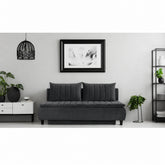 Canapea extensibila HARRY, stofa catifelata gri grafit - Element 22, lada depozitare, 208x102x96 cm