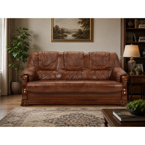 Canapea extensibila de piele PARMA, maro, piele naturala/lemn/placaj, 195x96/140x95 cm
