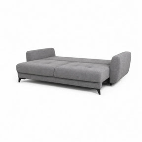 Canapea extensibila 3 persoane KARISA, stofa catifelata gri - Monolith 92, cu lada depozitare, 241x113x91 cm