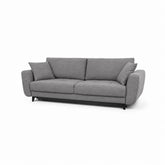 Canapea extensibila 3 persoane KARISA, stofa catifelata gri - Monolith 92, cu lada depozitare, 241x113x91 cm