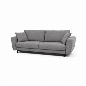 Canapea extensibila 3 persoane KARISA, stofa catifelata gri - Monolith 92, cu lada depozitare, 241x113x91 cm